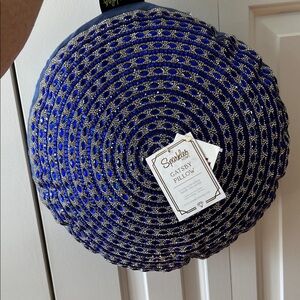 Sparkles Home Gatsby Royal Blue and Silver Sequin Round Pillow